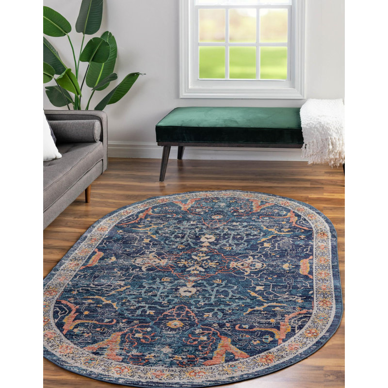 Alkire Floral Indoor Rug, Oval 3'11" x 5'11"