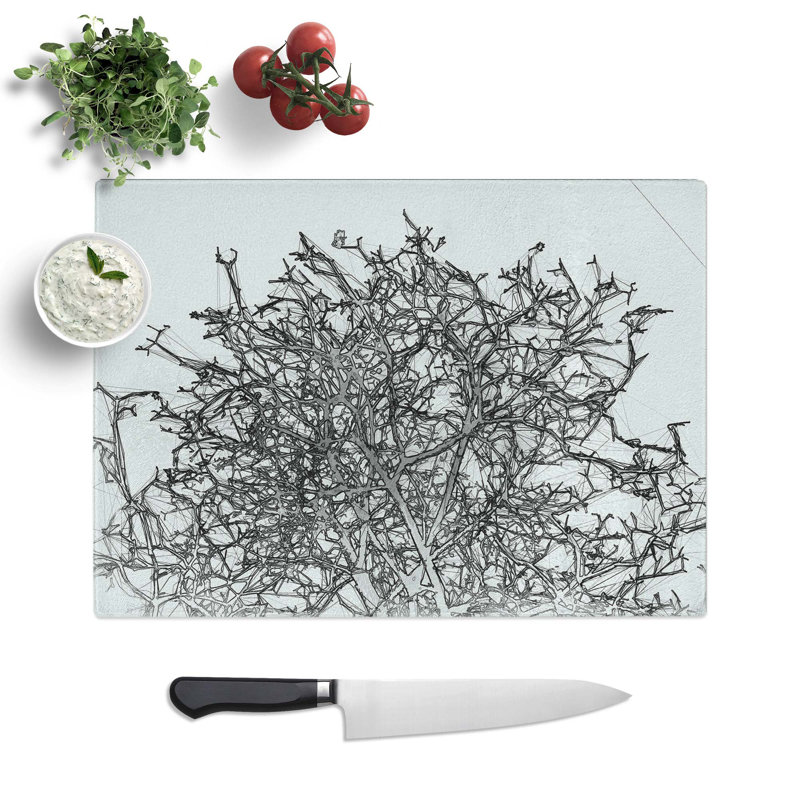 Tempered Glass Bare Tree Chopping Board, 39 cm W x 28.5 cm L