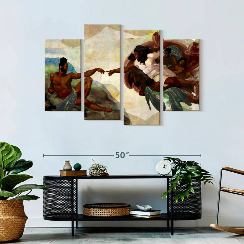 Impression sur toile multi-pièces, "création de Adam", H 32 po x l 52 po x P 1,25 po