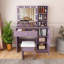 Modern Makeup Vanity with Stool and Adjustable Lighted Mirror