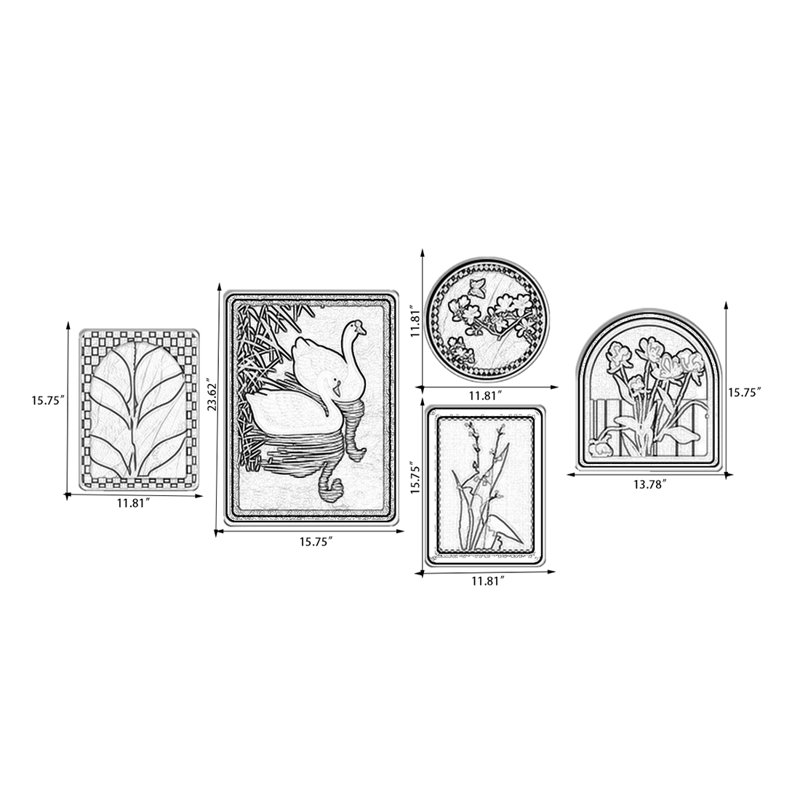 Ensemble d'art mural 5 pièces Mid-Century Modern, H 23,62 po x l 15,75 po