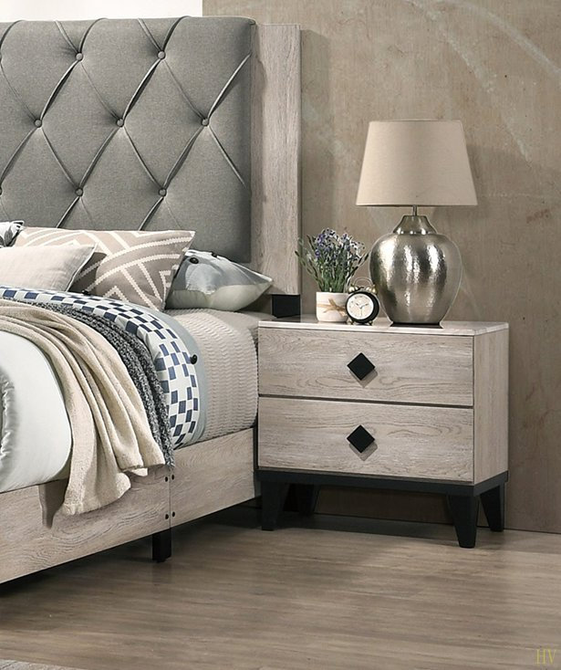 Table de chevet contemporaine, Gris clair