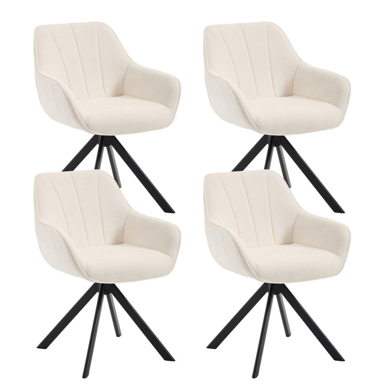 59cm Wide Upholstered Metal Side Chair (Set of 4), Beige