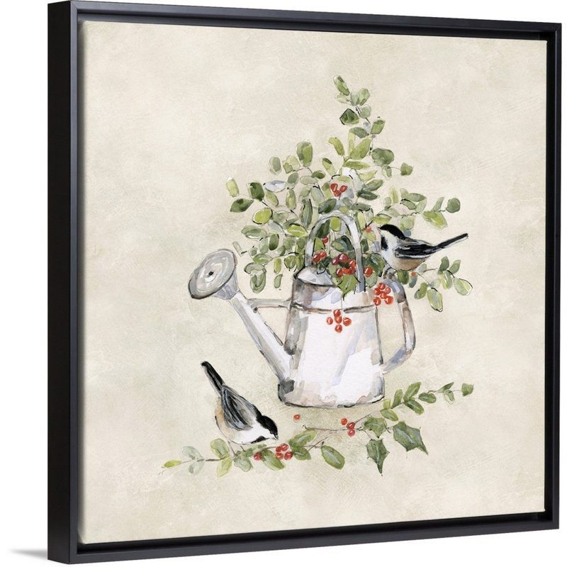«Winter Garden Gathering II», peinture sur toile à cadre flottant, H 36 po x l 36 po, Toile tendue
