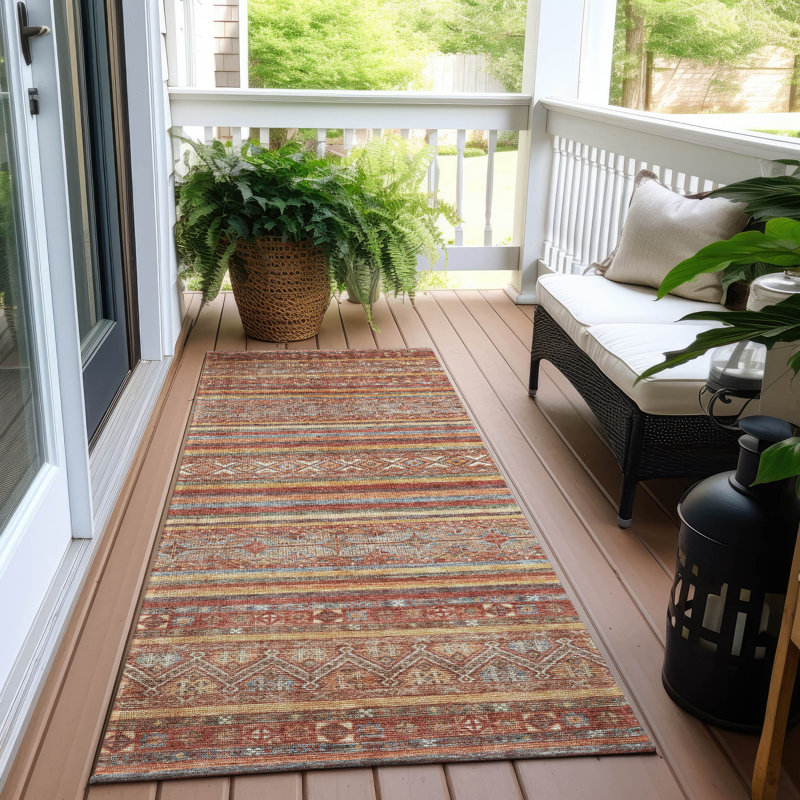 Tapis paprika intérieur / extérieur lavable à la machine Claudian ACN1644, Tapis de couloir 2 pi 3 po x 7 pi 6 po