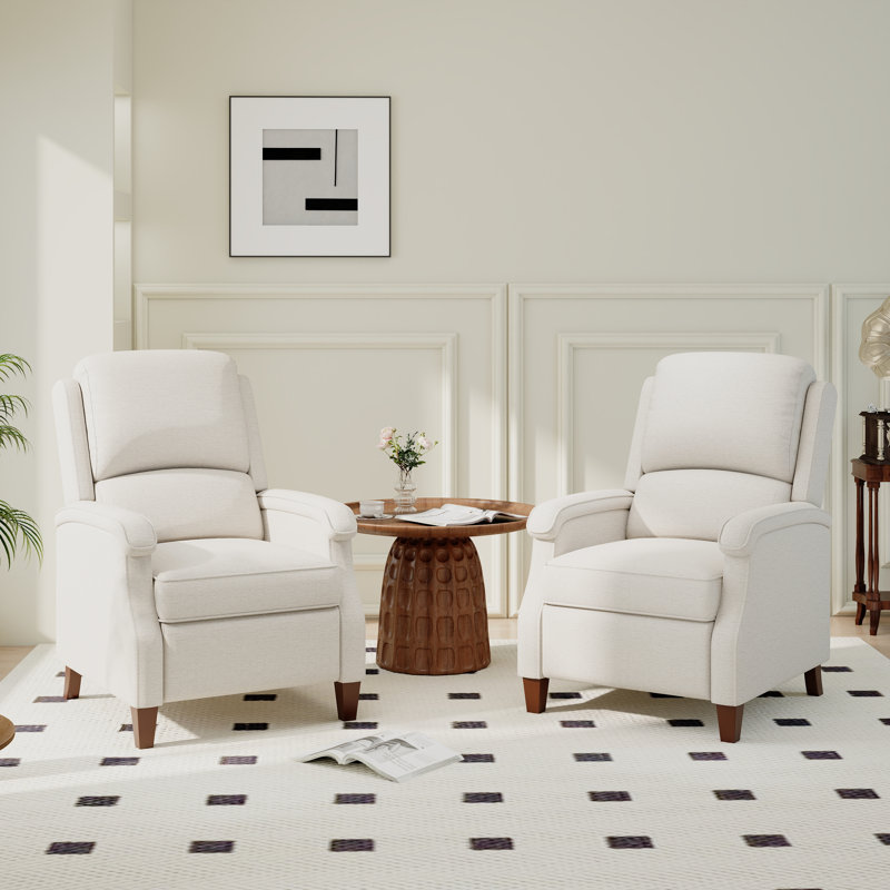  30.3'' Wide Push Back Manual Recliner Chair, Beige