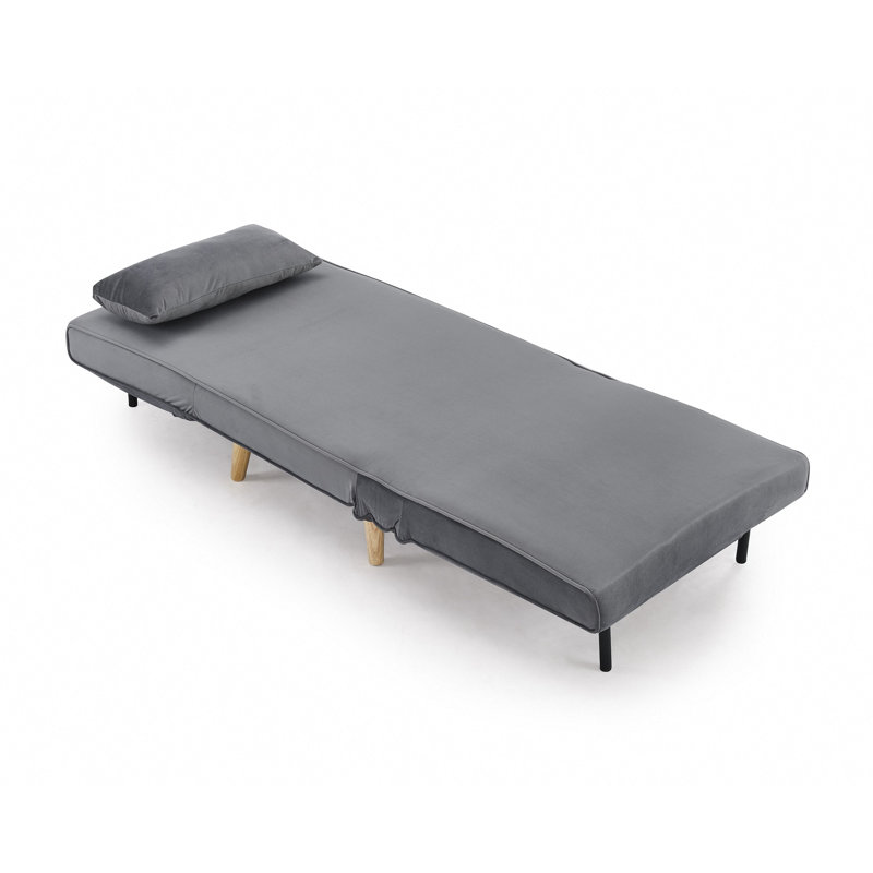 Griswalda 1 Seater Velvet Reclining Futon, Grey Velvet