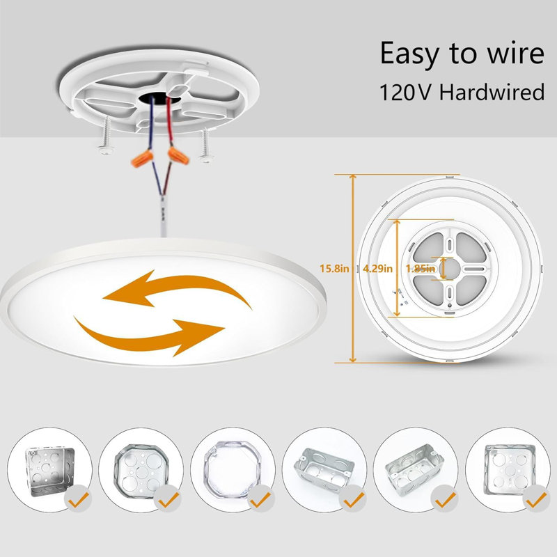 15.8in 36W Flush Mount Ceiling Light with Remote & App Control