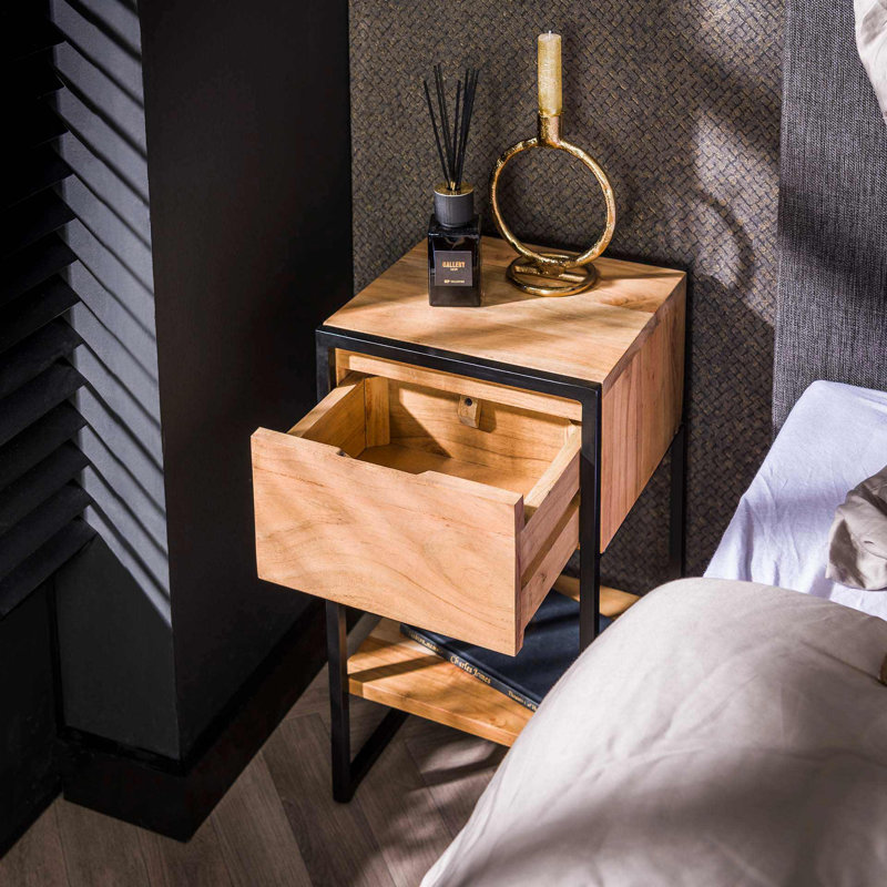 Adilen 30cm W Steel Bedside Table