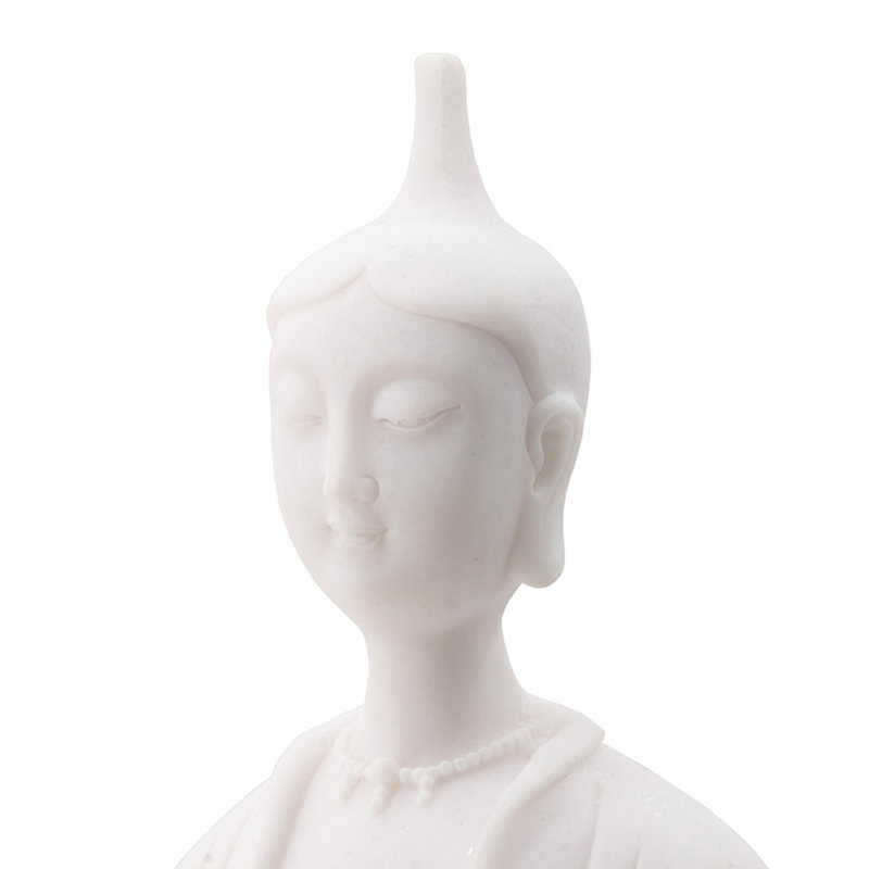 Sculpture assise, geste de méditation pacifique, résine blanche 19 po