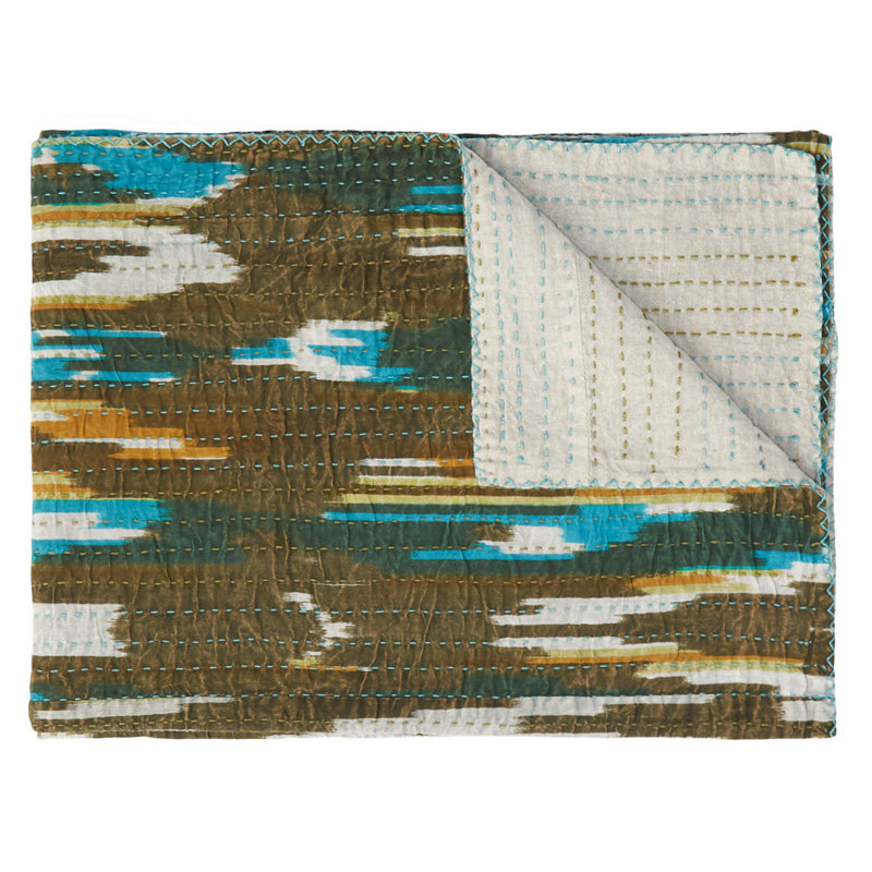 Kantha Quilted Throw Blanket