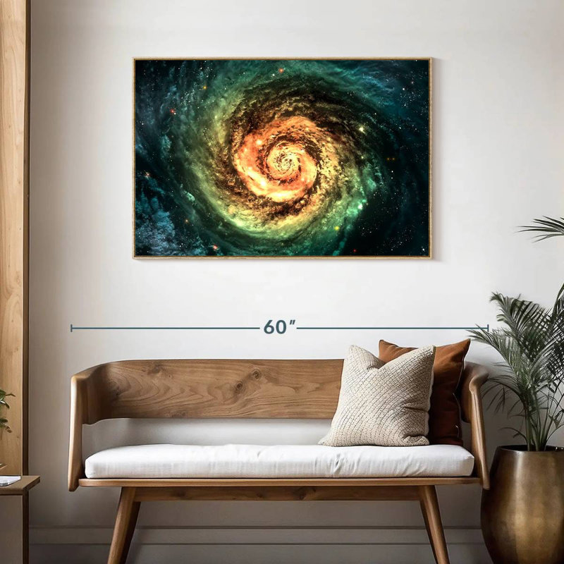 Galaxie spirale, Cadre flottant en bois naturel, 43 po x 29 po