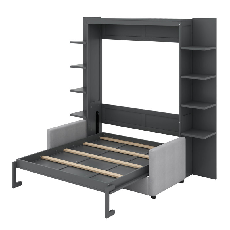 Grand lit escamotable avec canapé, Gris