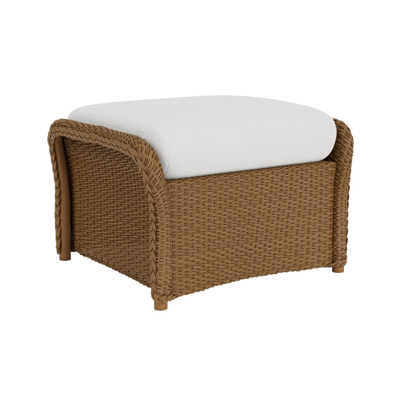 Weekend Retreat Outdoor Ottoman, Canvas Natural, Hickory