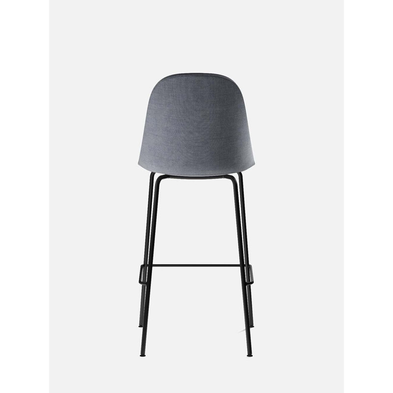 Harbour Upholstered Bar Stool with Metal Frame, Dakar 0842 Black Genuine Leather, Counter Stool (24.8" Seat Height)