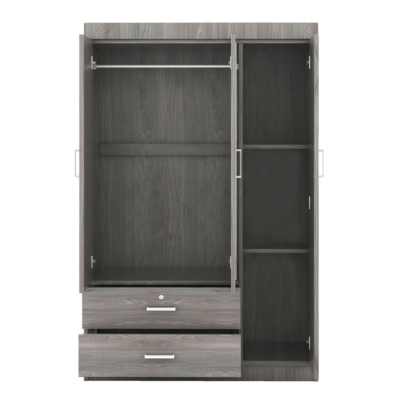Armoire à miroir 3 portes avec tablettes, gris