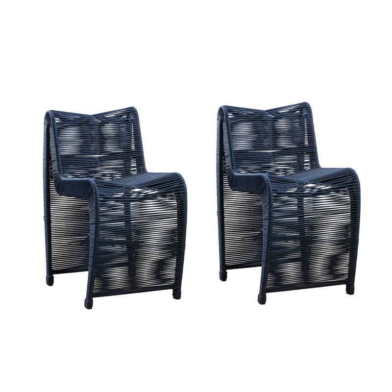 Dawone Upholstered Counter Stool with Metal Frame, Blue