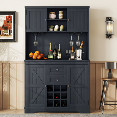 47.3" Coffee Bar Cabinet with Storage, Wine Glass Racks, Drawers & Shelves, Buffet Cabinet for Kitchen & Dining Room by Gracie Oaks