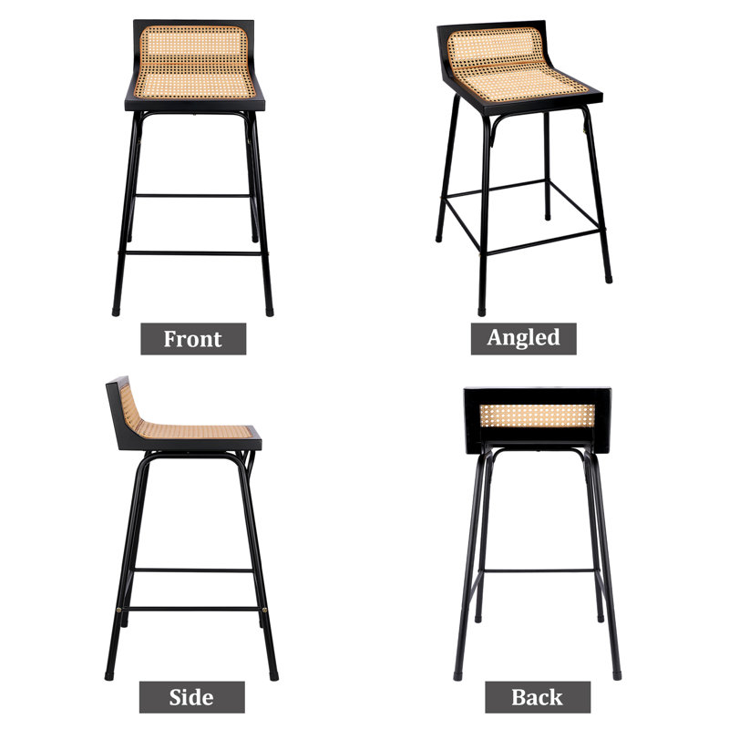 Aadhvik Wicker Counter Stool with Iron Frame