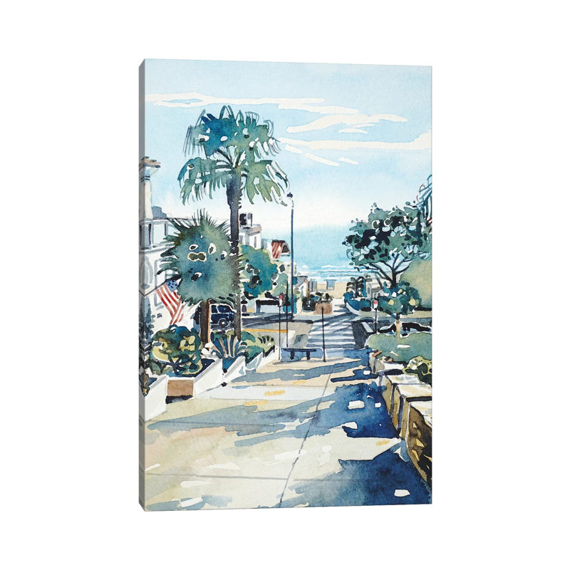 Manhattan Beach Walkstreet by Luisa Millicent - Painting on Canvas, Wrapped Canvas, 66.04 cm H x 45.72 cm W x 1.91 cm D