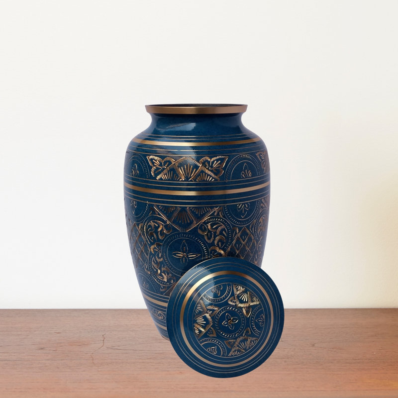 Ritisha Handmade Solid Brass Hand-Etched Urn