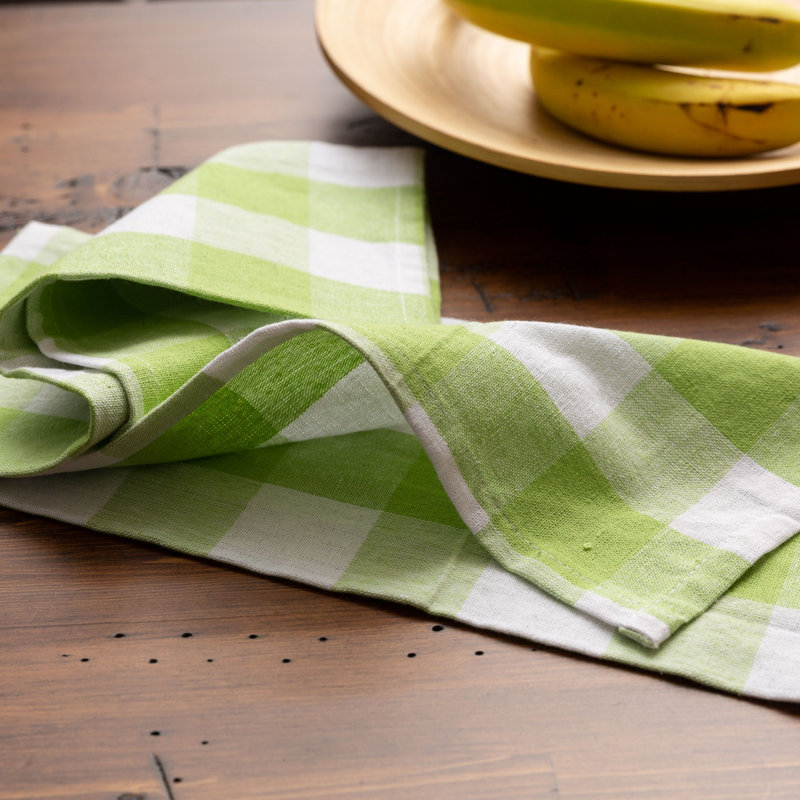 Torchon Country Check, Vert / blanc