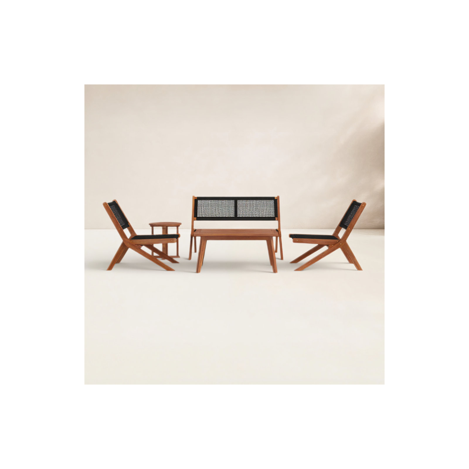 Kismet Outdoor Sofa Seating Group, Natural/Black
