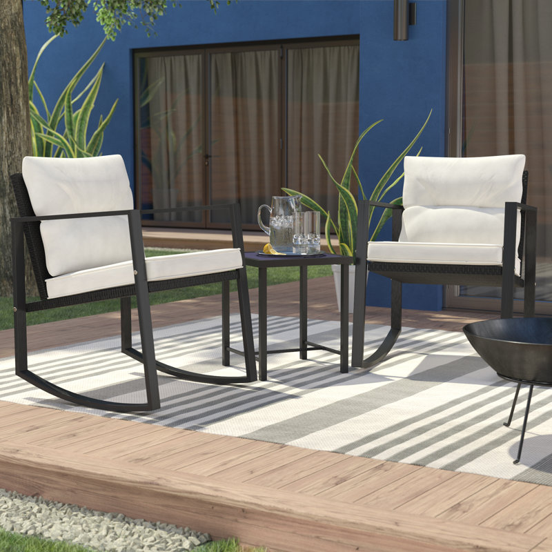 Beauman Metal 2 - Person Rocking Seating Group with Cushions, White