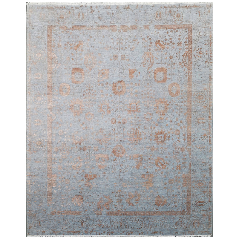 Bokara Rug Co., Inc. High-Quality Hand-Knotted Light Blue Copper Area ...