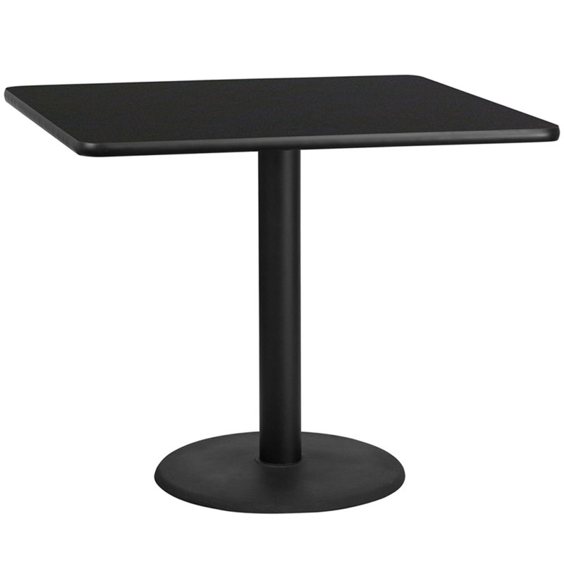 Plateau de table stratifié carré Jack avec base à hauteur de table, H 31,12 po x l 42 po x P 42 po, Acajou