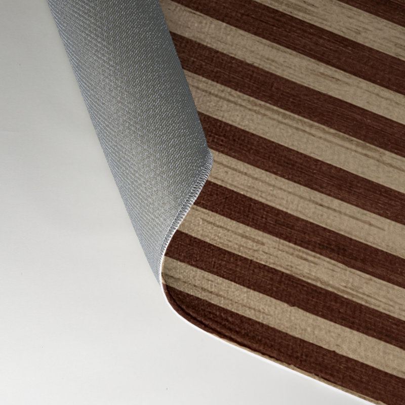 Tapis intérieur / extérieur brun HorizontalStripes, Rectangle 5 pi x 7 pi