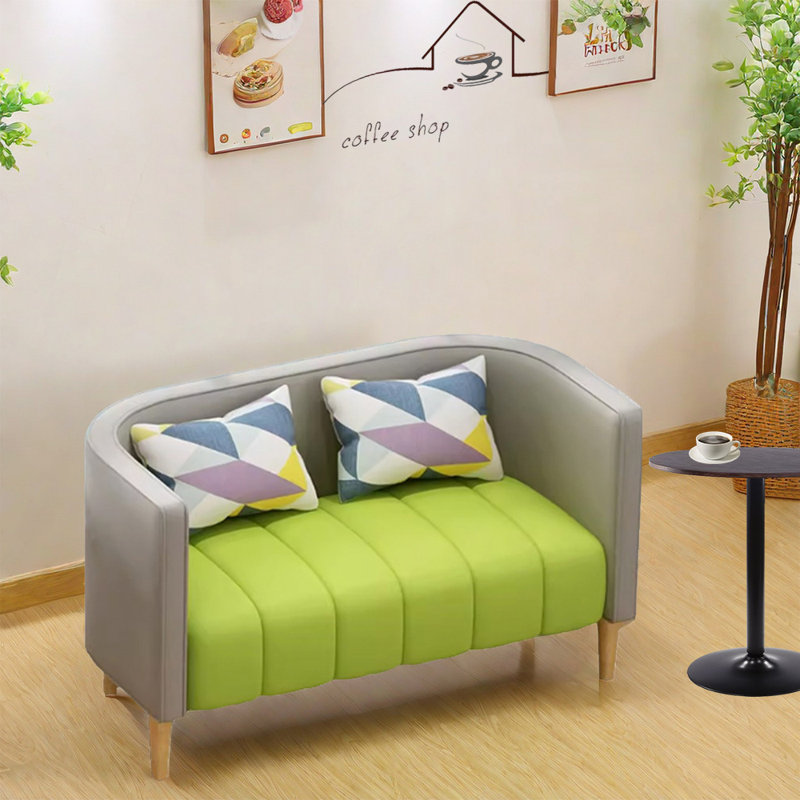 Banc rembourré en similicuir, Green/Grey