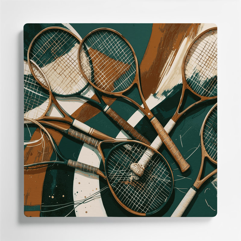 «Sports Tennis raquettes», art mural en métal vert