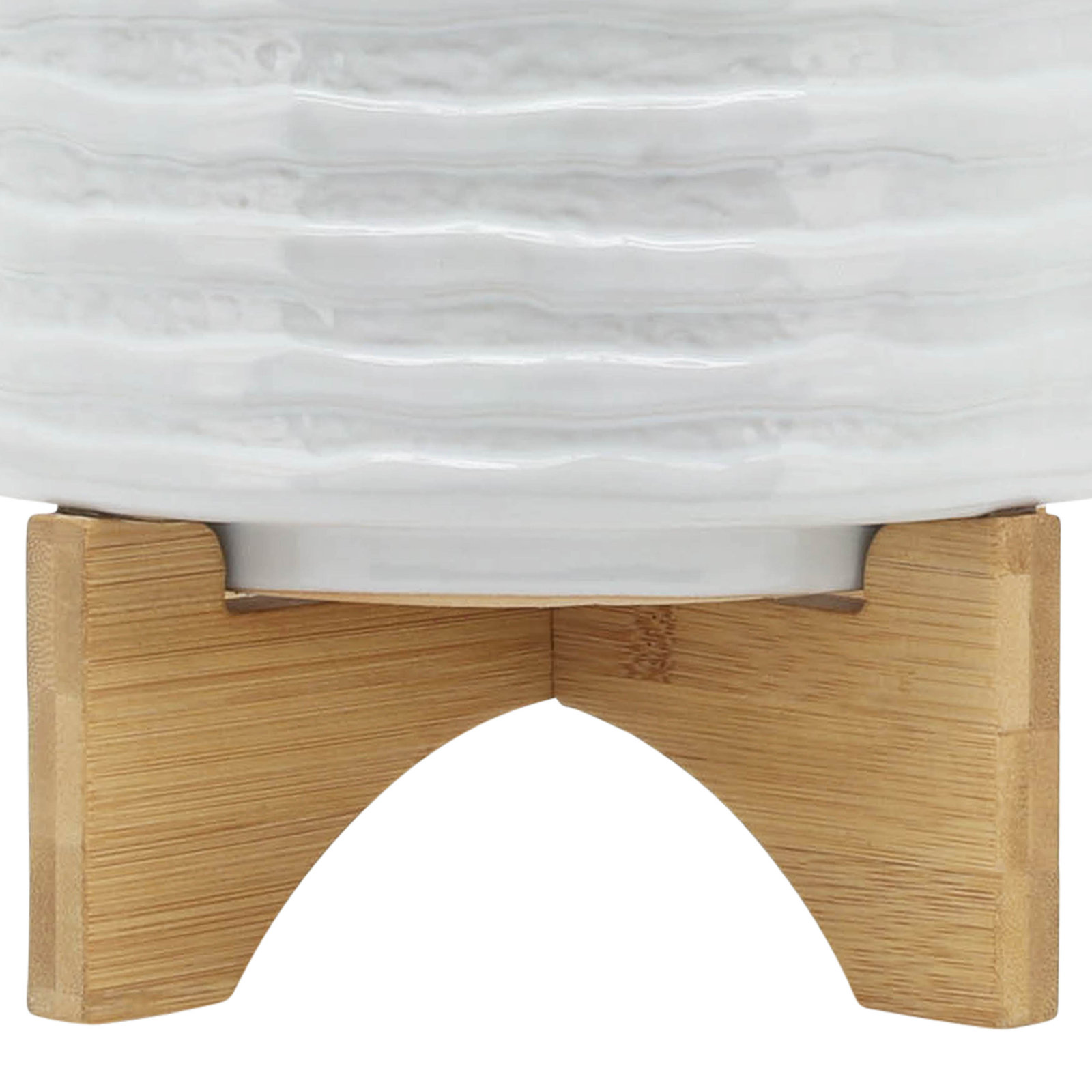 Modern Textured Ceramic Planter with Stand Indoor Outdoor, 9" H x 8" W x 8" D, White