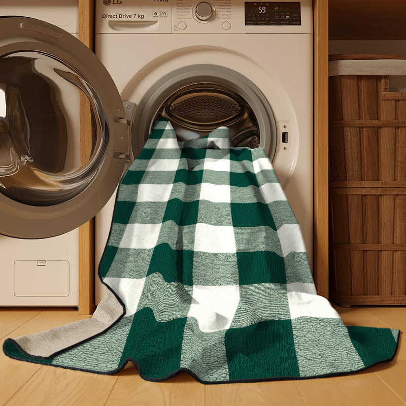 Machine Washable Checkered Grey Area Rug, Rectangle 2' x 3'