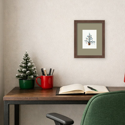 Sapin de Noël festif en pot par Nktn, impression d'art mural encadrée en bois