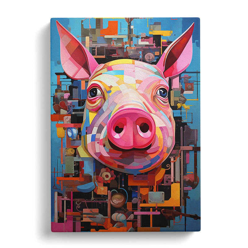 Pig Constructivism - Wrapped Canvas, 60cm H x 40cm W x 3cm D
