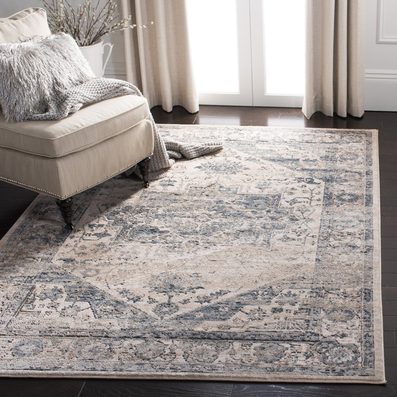 Ivory and Blue Tufted Handmade 4' x 6' Area Rug