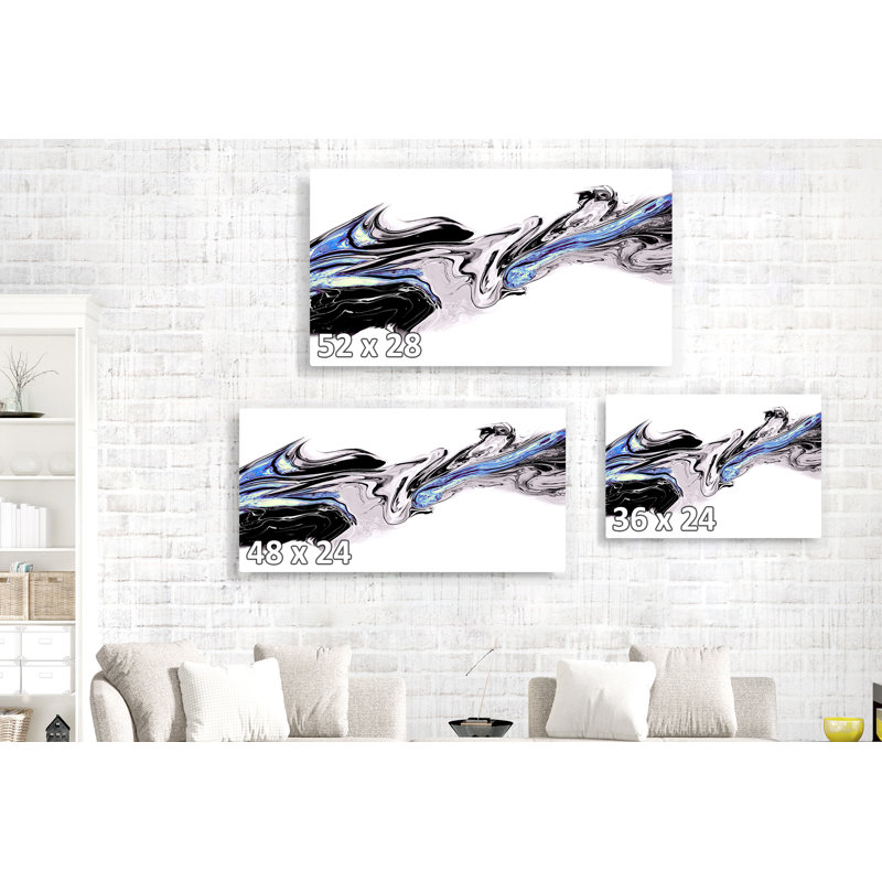 Tonopah Silver Metal, Modern Molten Liquid In Sleek Contemporary Abstract - Wrapped Canvas Graphic Art