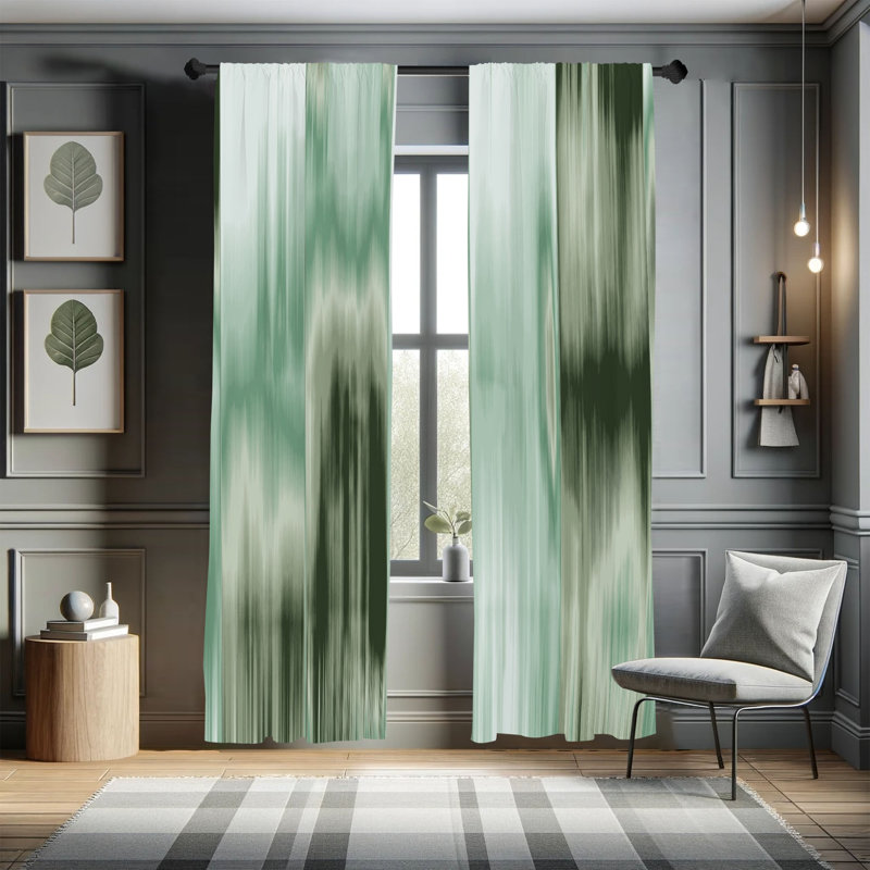 Microfiber Floral Semi-Sheer Rod Pocket Curtain Panels, 28" W x 63" L, Teal