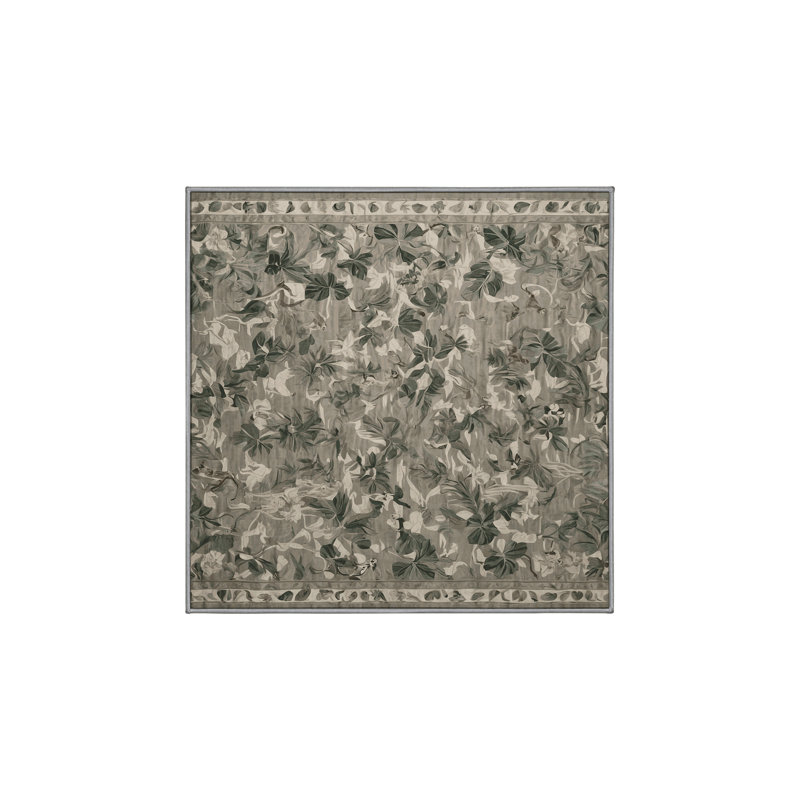 Tapis gris lavable à la machine, Carré 5 pi