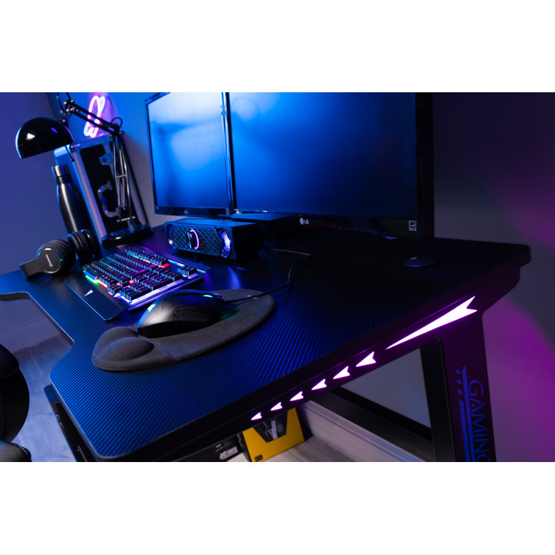 Solid Wood Top Metal Base Computer Desk