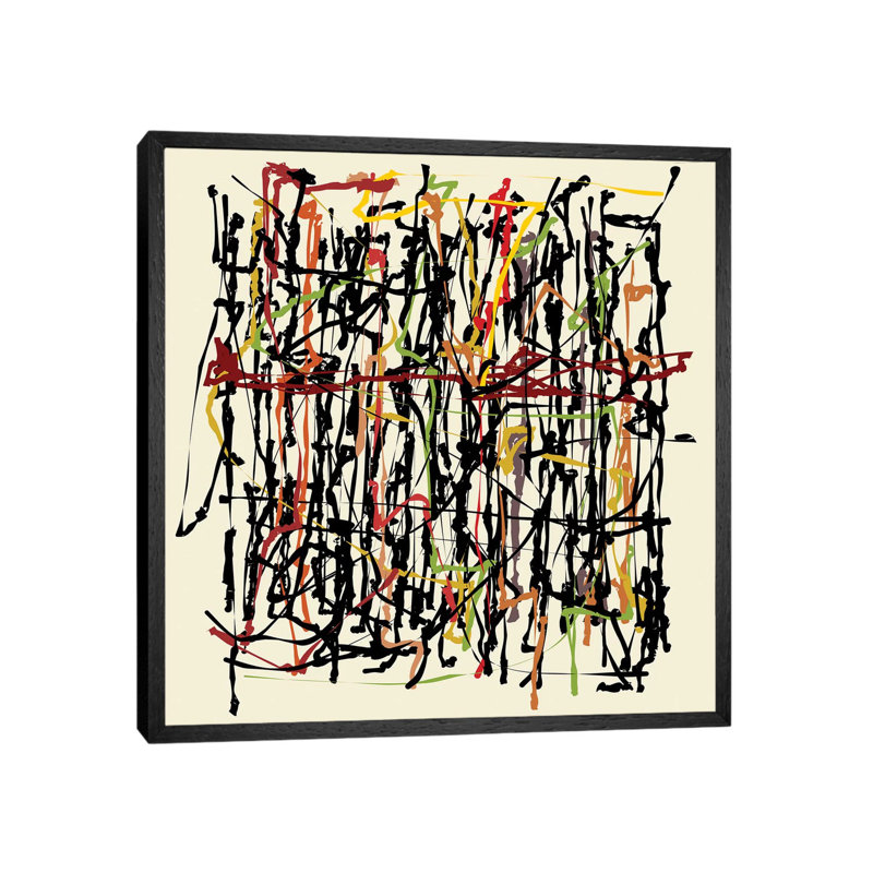 Pollock Wink by Angel Estevez - Print on Canvas, 93.98 cm H x 93.98 cm W, Black Framed
