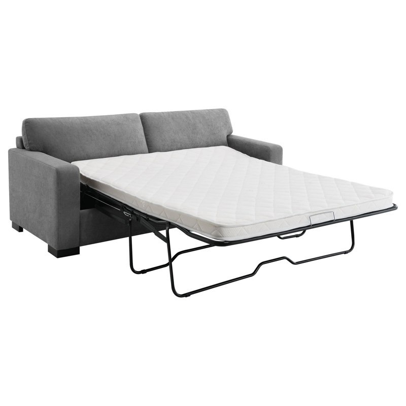Ellaclaire Upholstered Sofa Sleeper With Queen Mattress, Gray Fabric