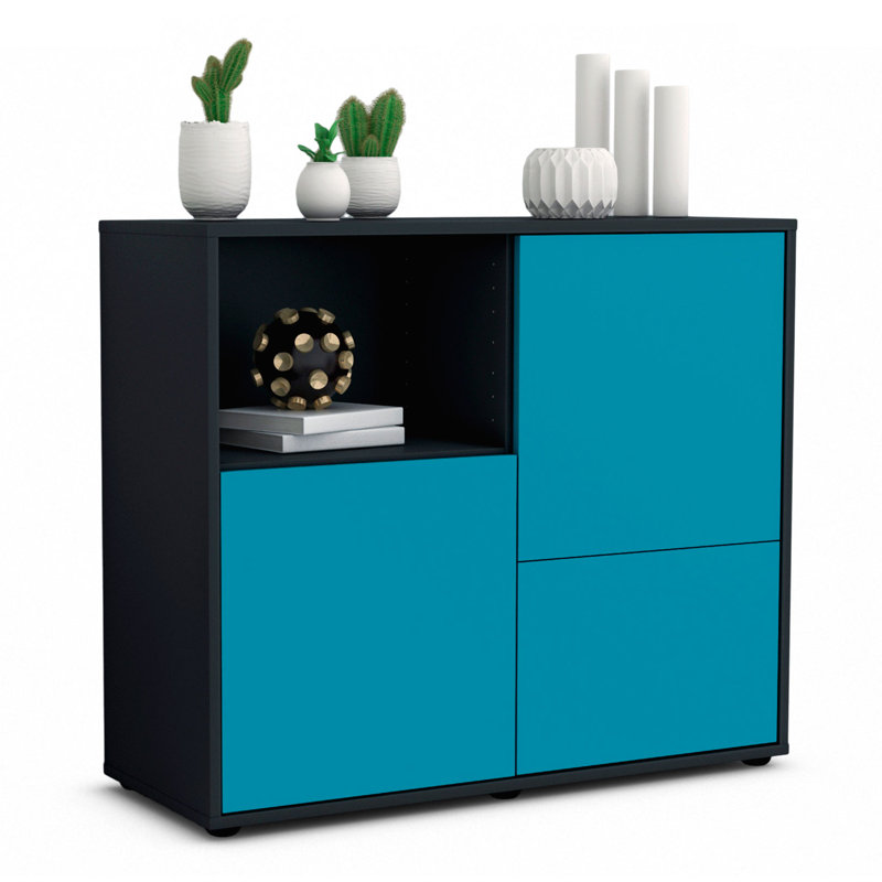 Powhattan 92cm Sideboard, Anthracite/Turquoise