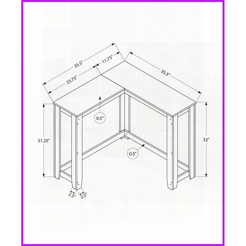 Table basse d'angle peu encombrante - Design contemporain stratifié blanc pour le salon et amp; Chambre à coucher, Blanc