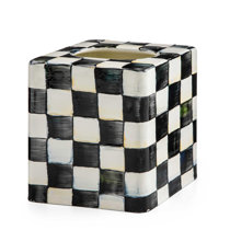 MacKenzie-Childs  Black & White Tartan Boutique Tissue Box Cover