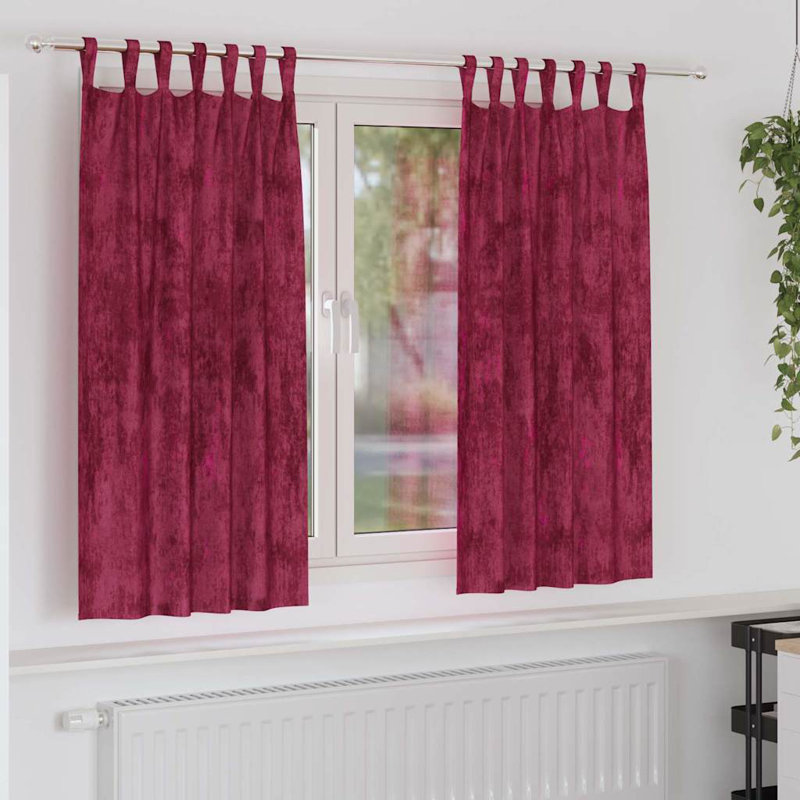 Alithia Velvet Room Darkening Curtain Pair, 140cm Width x 175cm Drop, Wine Red