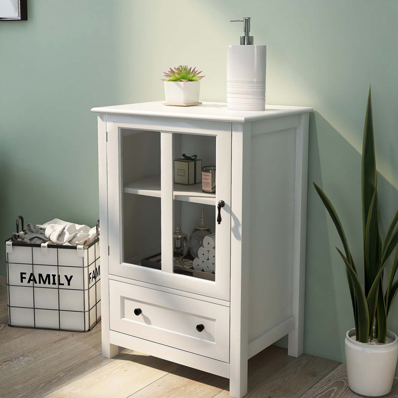 Buffet avec portes de verre simples et poignée cloche unique