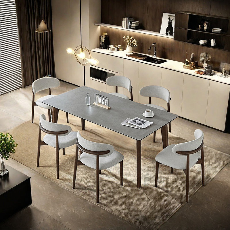 White Ash Sintered Table And Chairs Set, 29.52"H x 70.86"L x 35.43"W